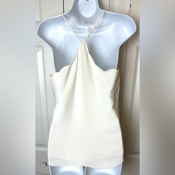 J.CREW Scalloped Cami Tank Top Ivory Cream Blouse Shirt Racerback Spaghetti - Picture 8 of 13